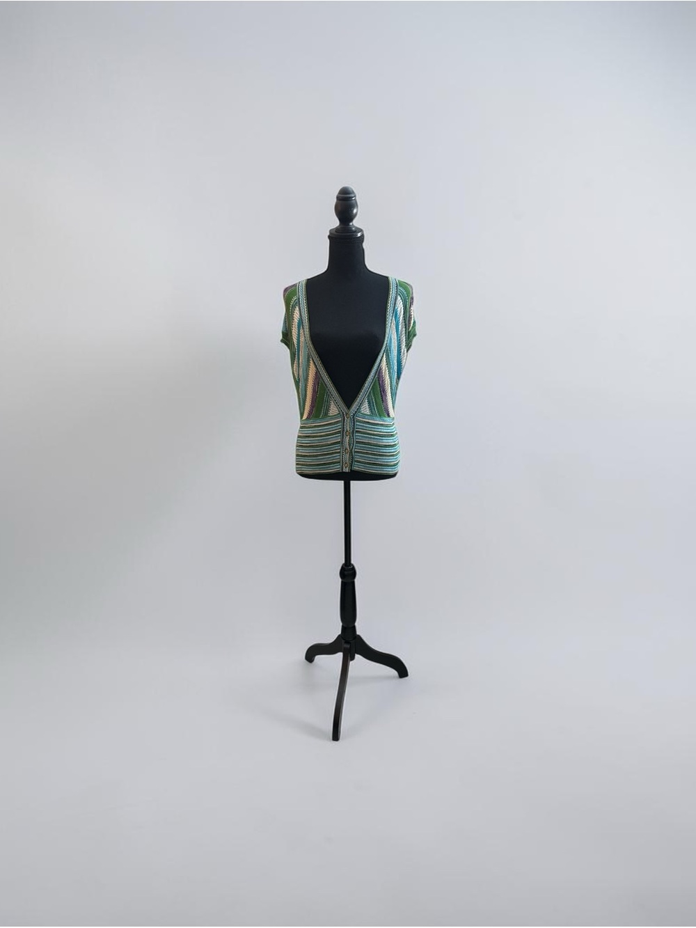 Missoni Multicolor Striped Knit V-Neck Vest